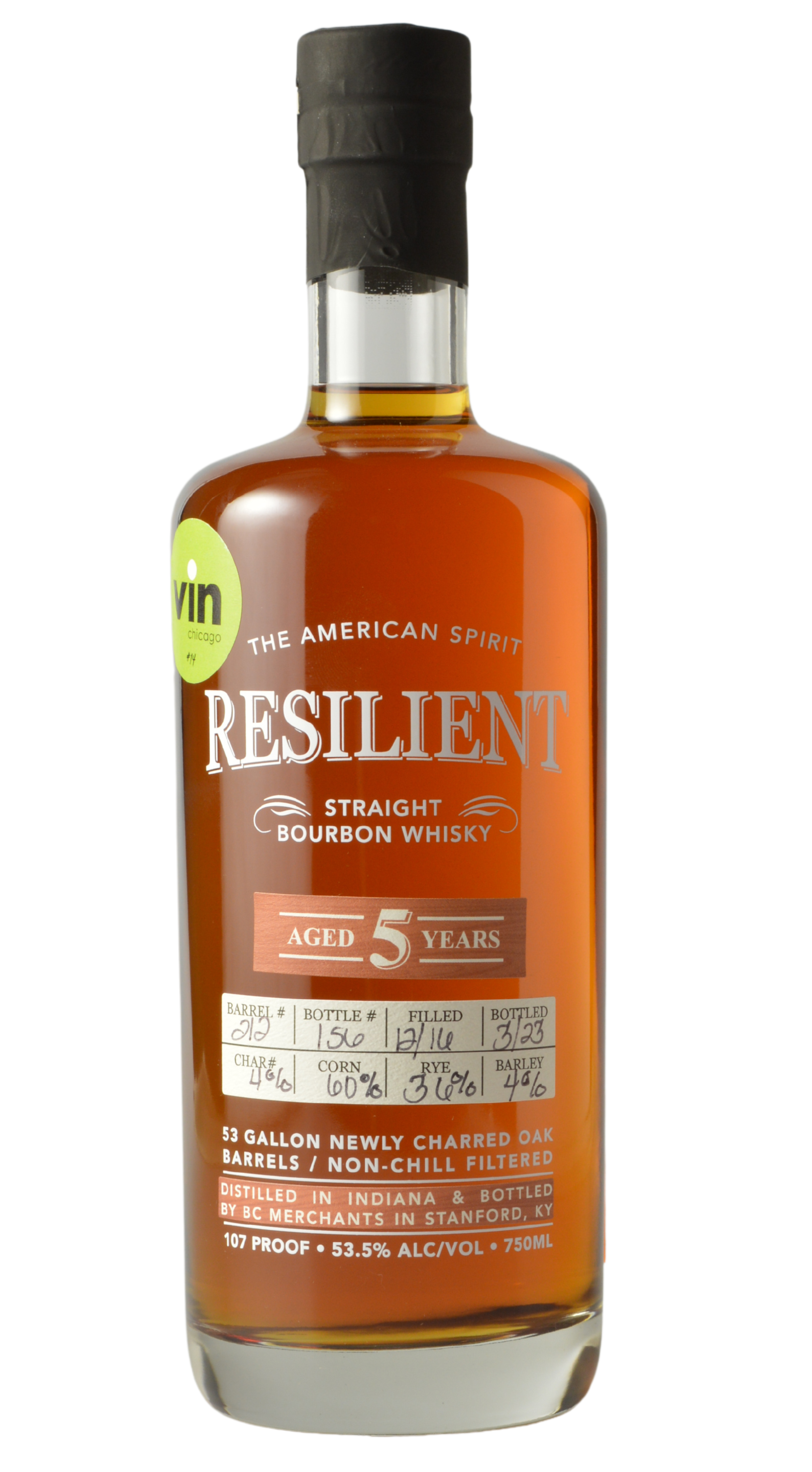 Resilient "212 - Vin Chicago Barrel Fourteen" 107 Proof Straight Bourbon Whiskey